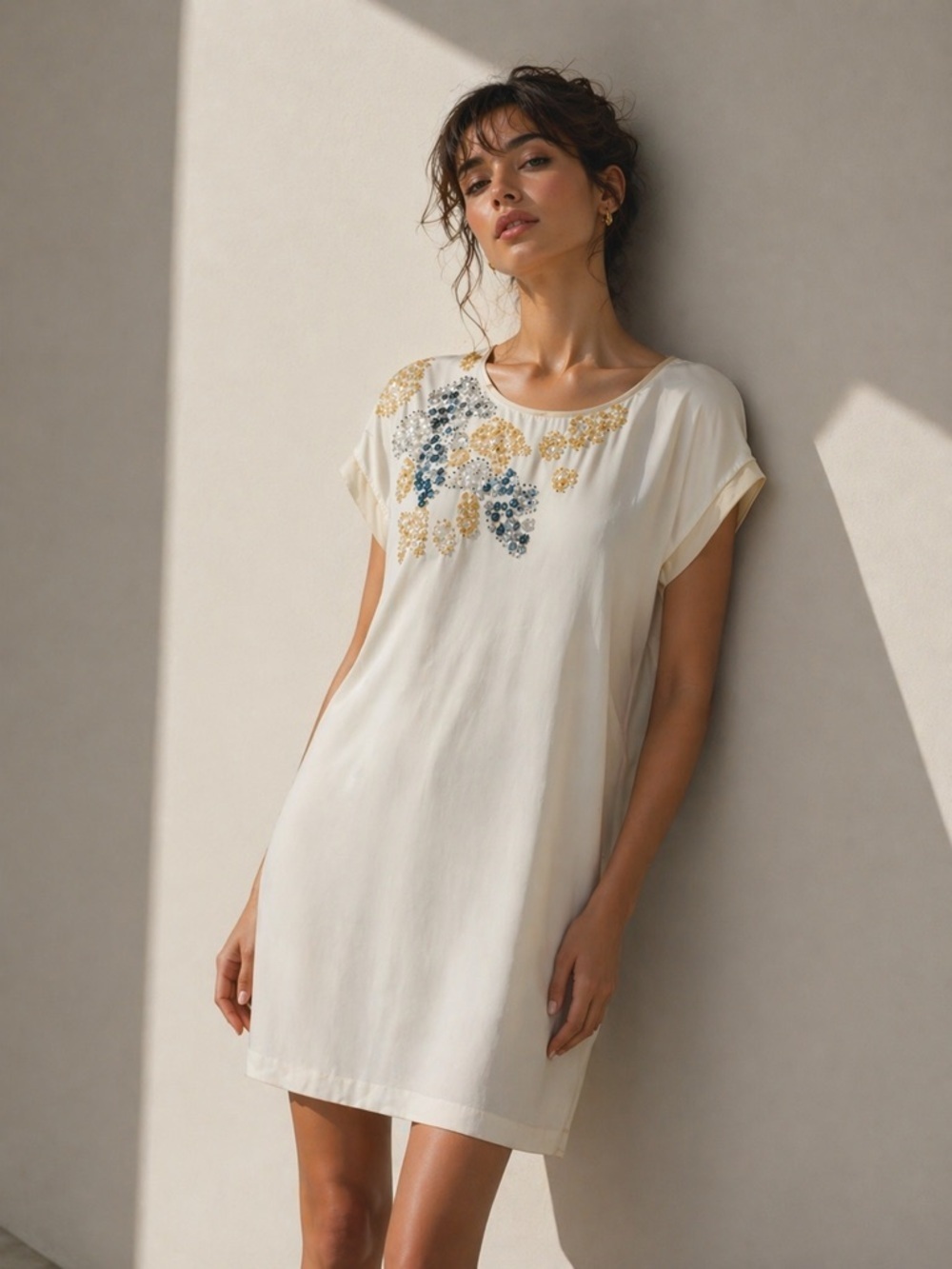 PAUL & JOE Made in France 100% Silk Mini Dress with Sequins